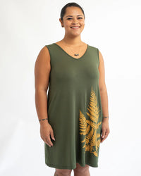 【Puahina(プアヒナ)】パラパライ・ルアナ・タンクドレス Khaki Green(Palapalai Luana Tank Dress Khaki Green)※9月末発送