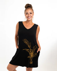 【Puahina】オレナ・ルアナ・タンクドレス Black（ʻŌlena Luana Tank Dress Black）※6月末発送