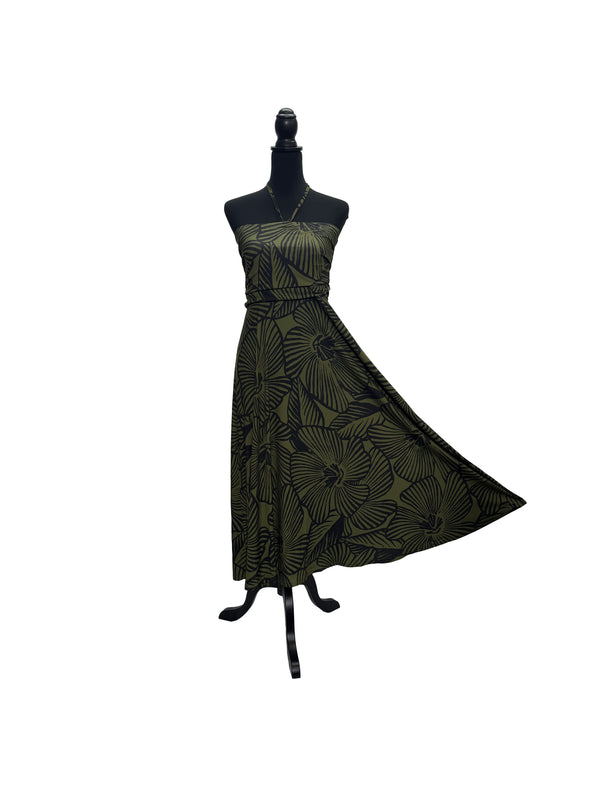 【LAHAINAMOON】ホルダーネックワンピース_lahaina-0003-hibiscus-khaki