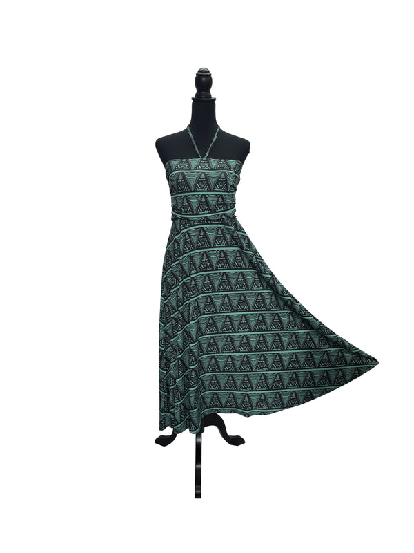 【LAHAINAMOON】ホルダーネックワンピース_lahaina-0003-tapa-triangle-green